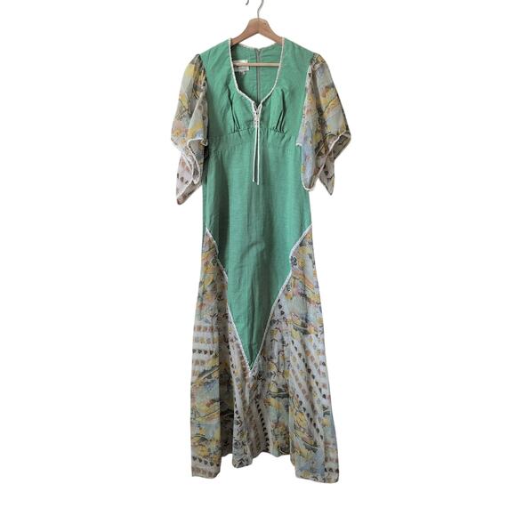 Vintage Dresses & Skirts - Vintage 70s Roberta California Dress S/M Floral Boho Cottagecore Prairie Flowy